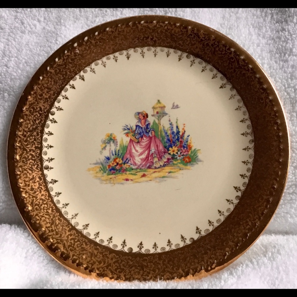 Taylor, Smith & Taylor NY 22k RARE rimmed plate
